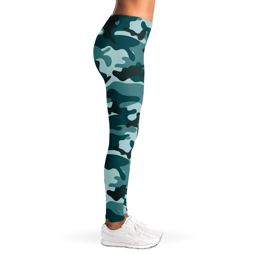 Forest Green Camouflage Print Women's Leggings