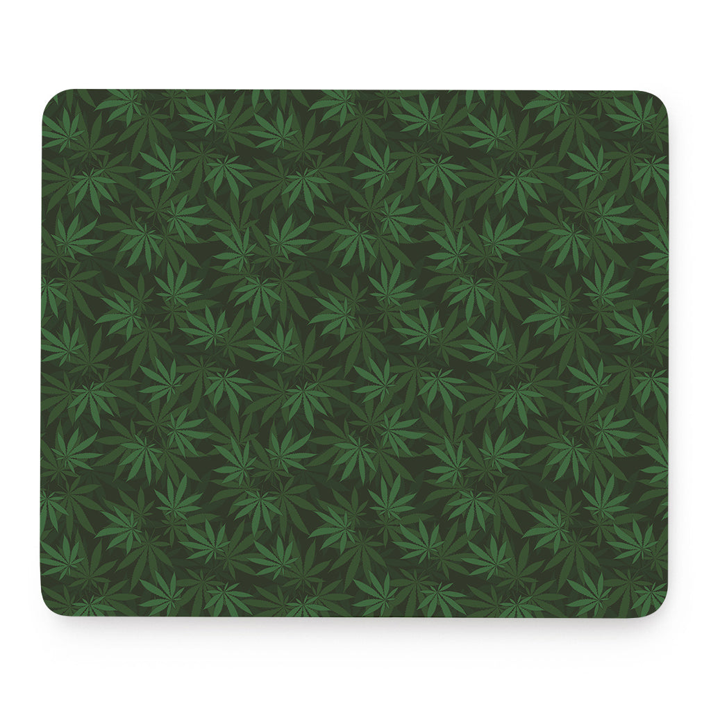 Forest Green Cannabis Leaf Print Mouse Pad