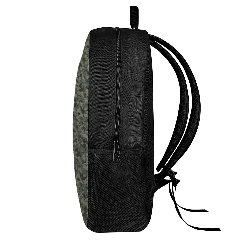 Forest Green Digital Camo Pattern Print 17 Inch Backpack