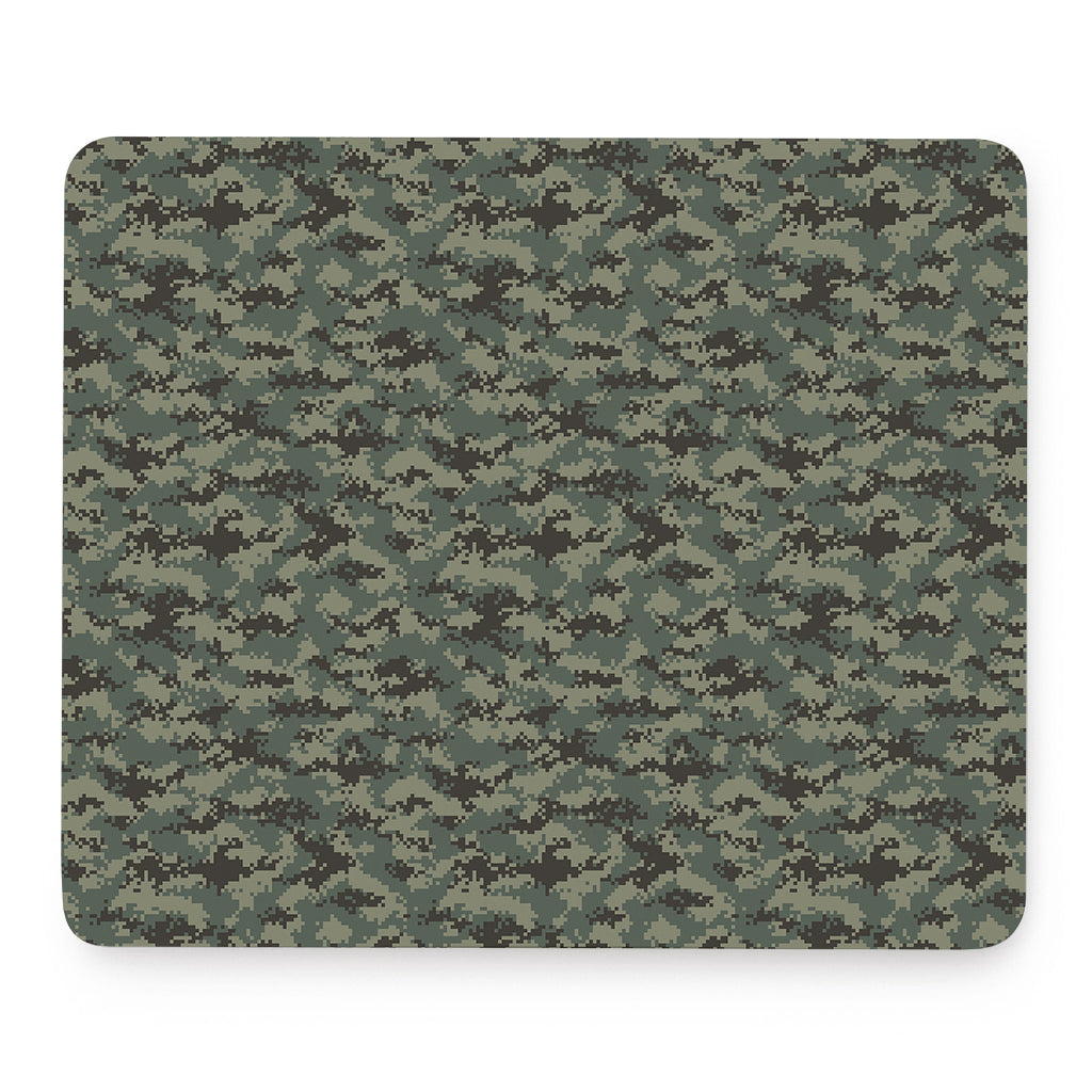 Forest Green Digital Camo Pattern Print Mouse Pad
