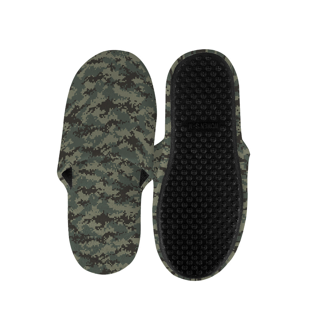 Forest Green Digital Camo Pattern Print Slippers