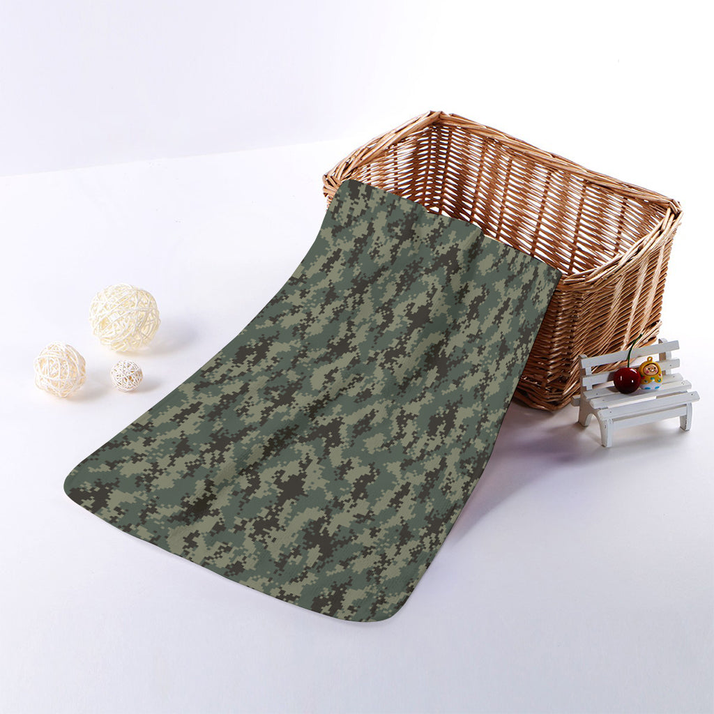 Forest Green Digital Camo Pattern Print Towel