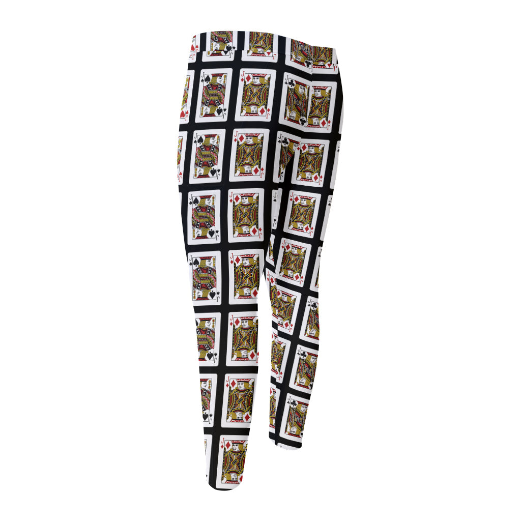 Four Jacks Playing Cards Pattern Print Men's Compression Pants