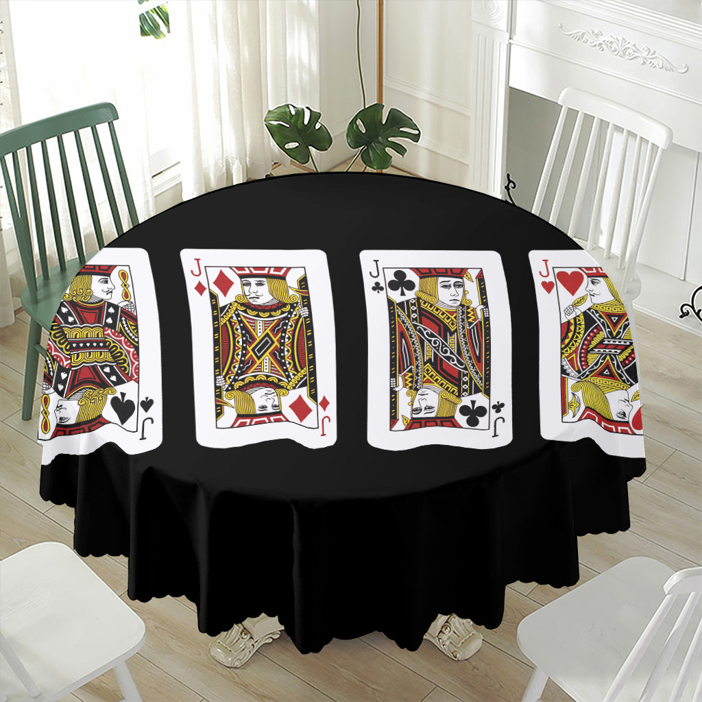 Four Jacks Playing Cards Print Waterproof Round Tablecloth