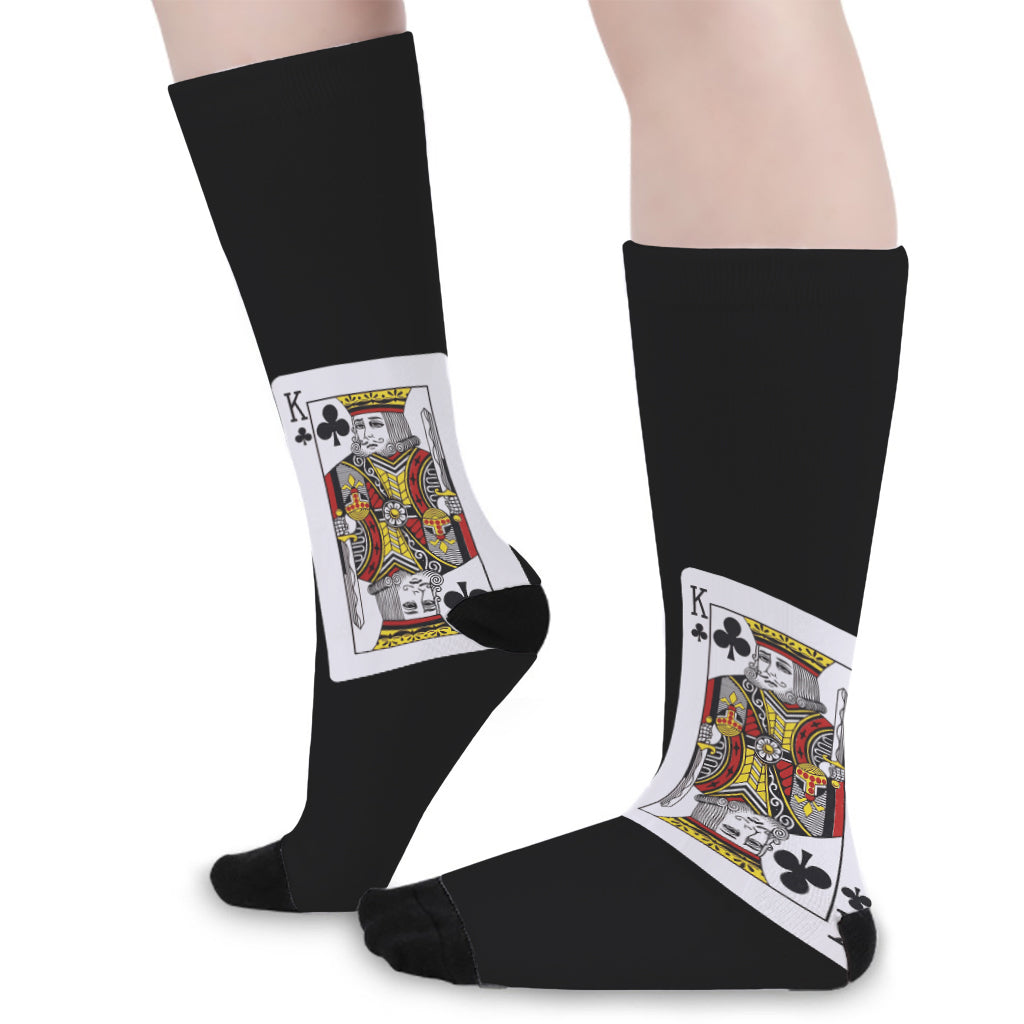 Four Kings Playing Cards Print Long Socks