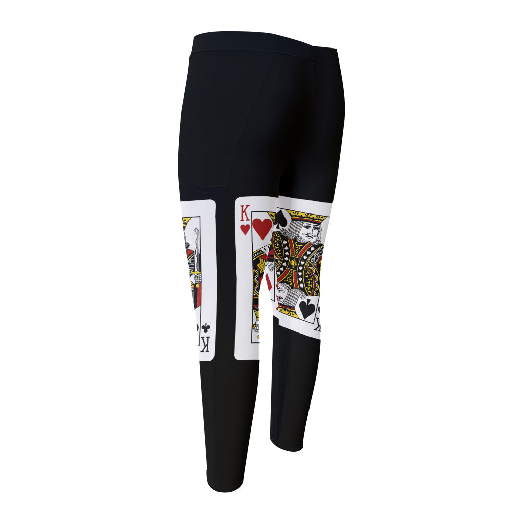Four Kings Playing Cards Print Men's Compression Pants