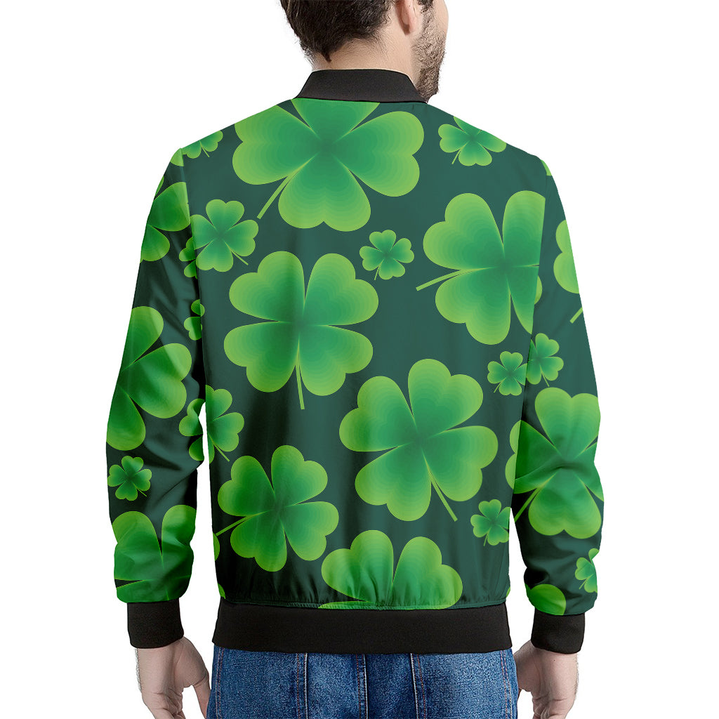 Four-Leaf Clover St. Patrick's Day Print Men's Bomber Jacket