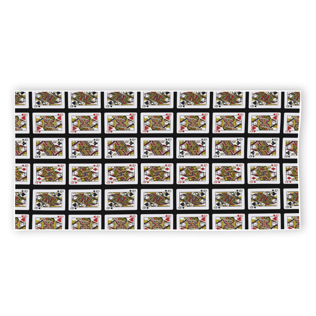 Four Queens Playing Cards Pattern Print Beach Towel