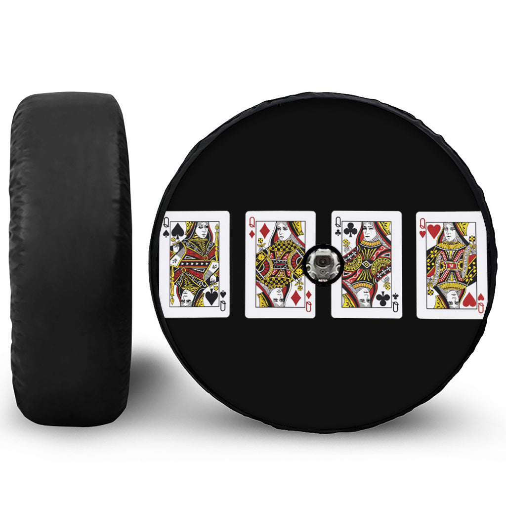Four Queens Playing Cards Print Tire Cover With Camera Hole