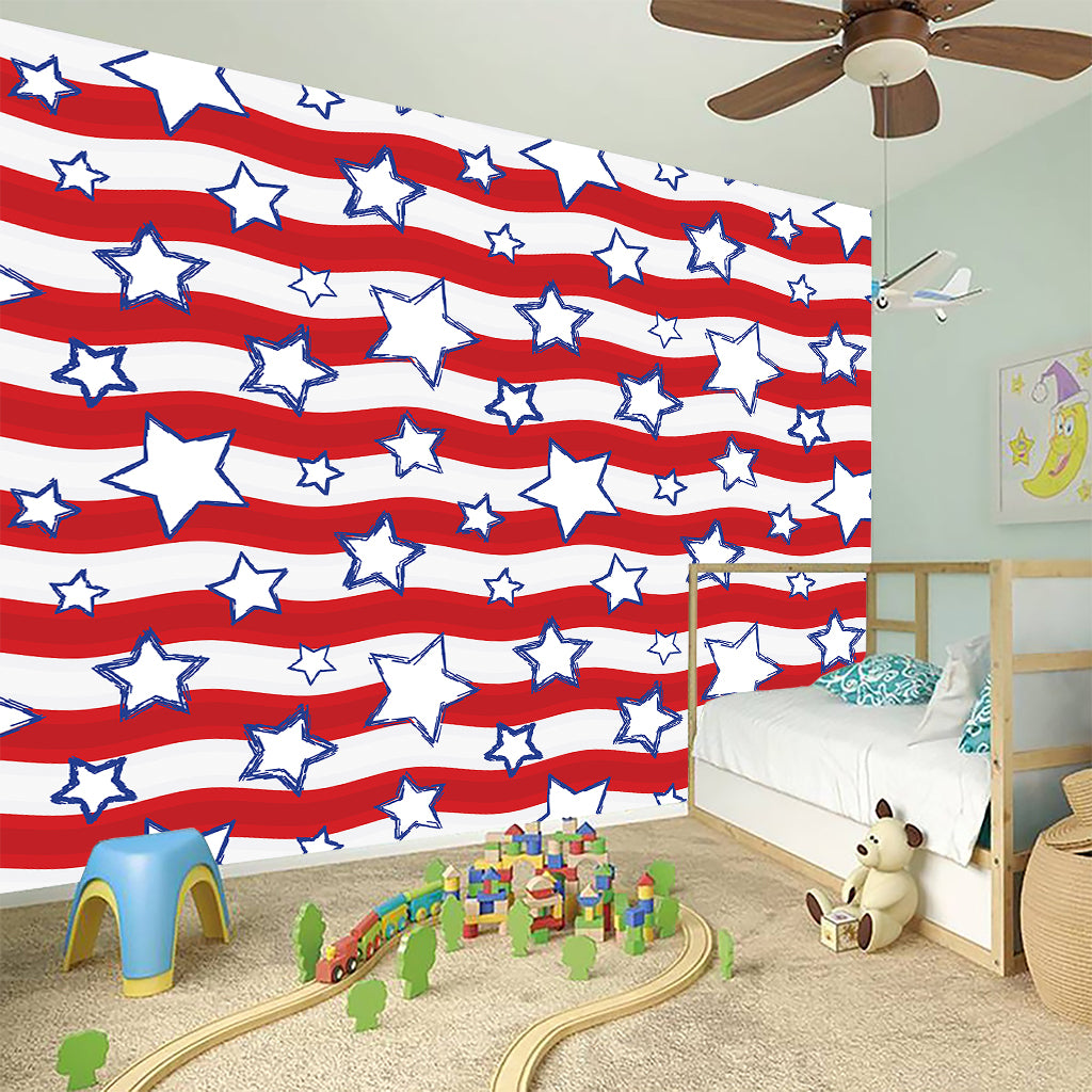 Fourth of July USA Star Pattern Print Wall Sticker