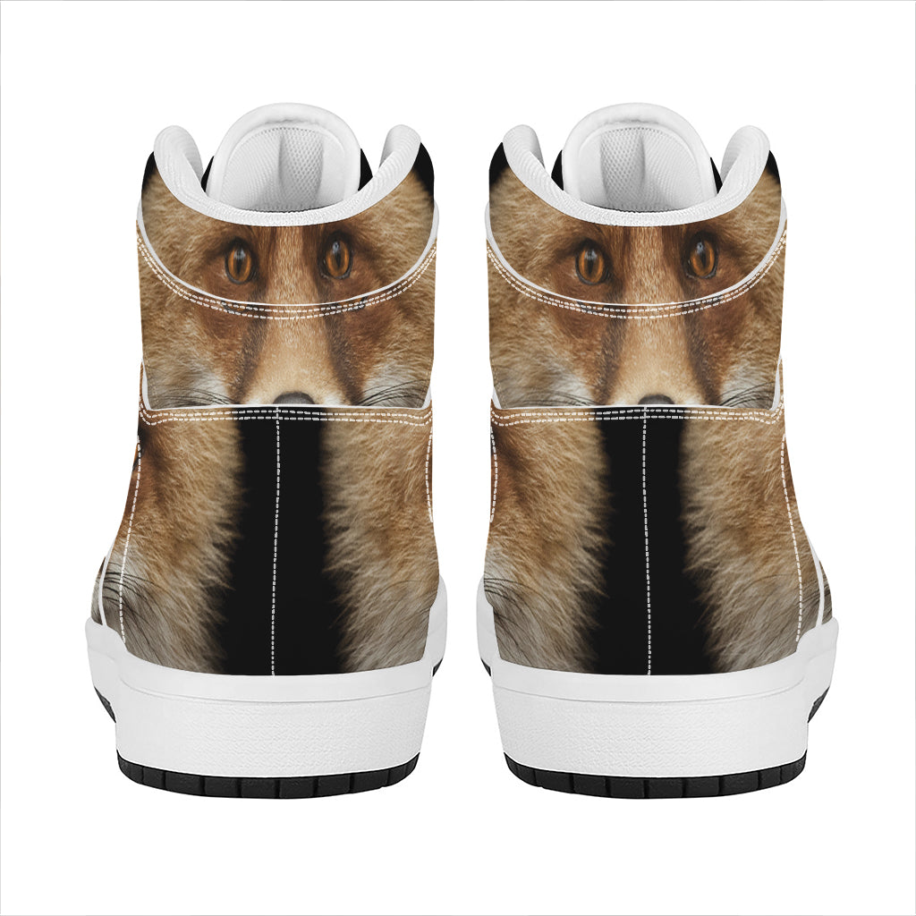 Fox Portrait Print High Top Leather Sneakers
