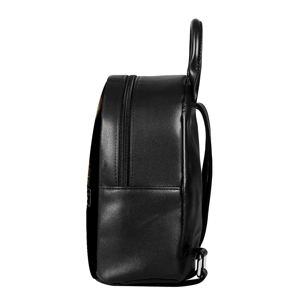 Fox Portrait Print Leather Backpack