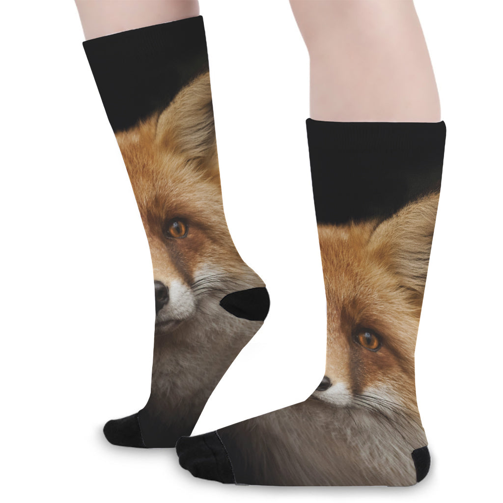 Fox Portrait Print Long Socks