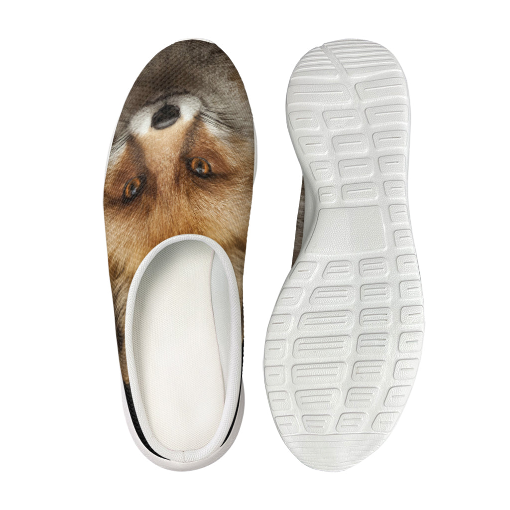 Fox Portrait Print Mesh Casual Shoes