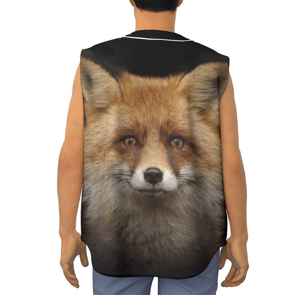 Fox Portrait Print Sleeveless Baseball Jersey
