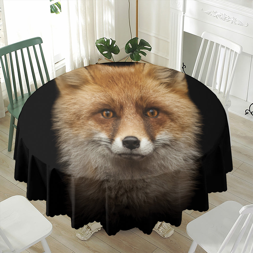 Fox Portrait Print Waterproof Round Tablecloth
