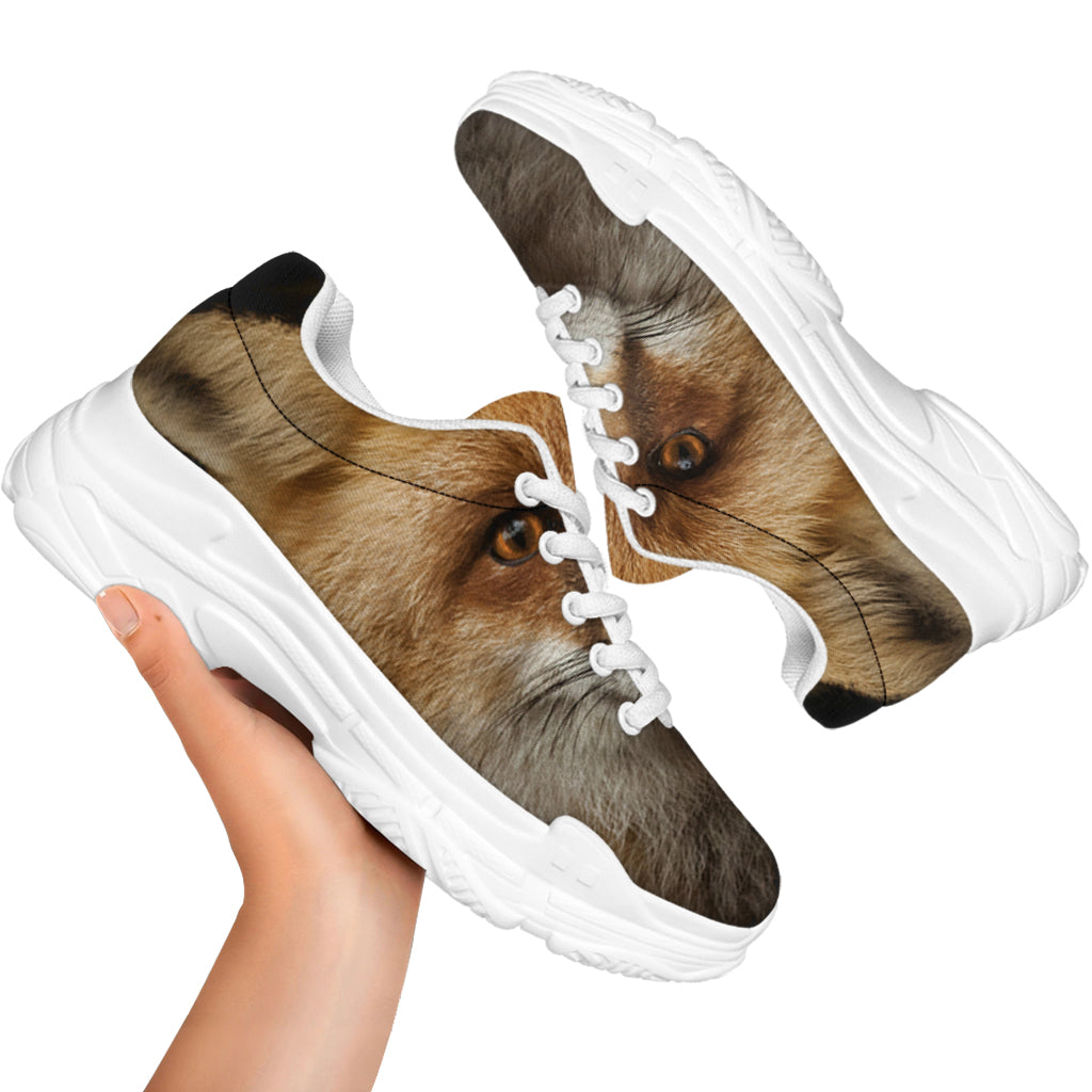 Fox Portrait Print White Chunky Shoes