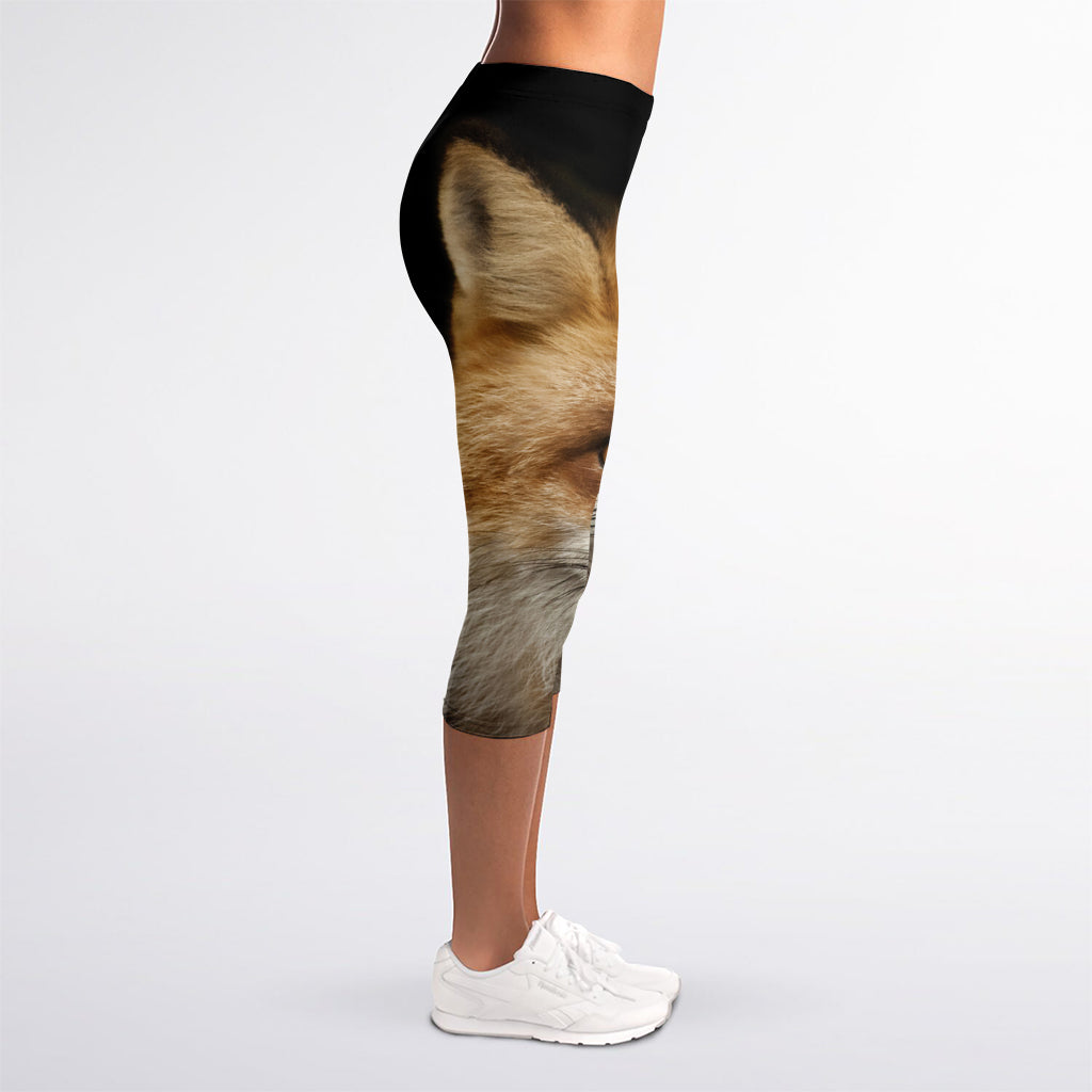 Fox Portrait Print Women's Capri Leggings