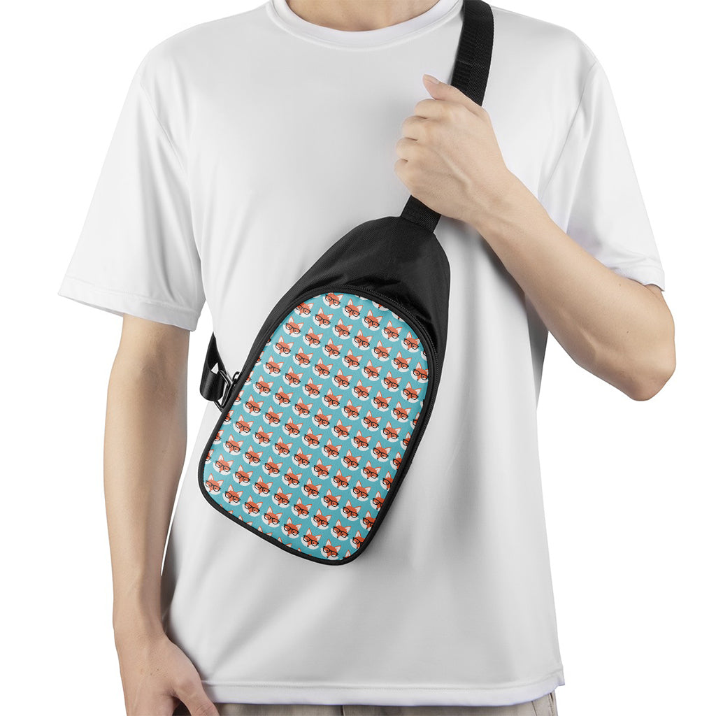 Fox With Glasses Pattern Print Chest Bag