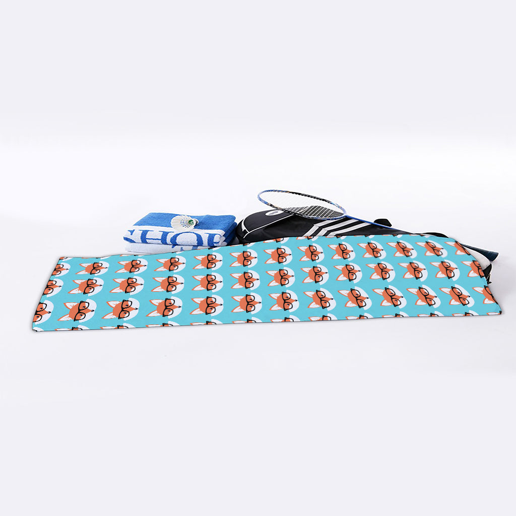 Fox With Glasses Pattern Print Sports Towel