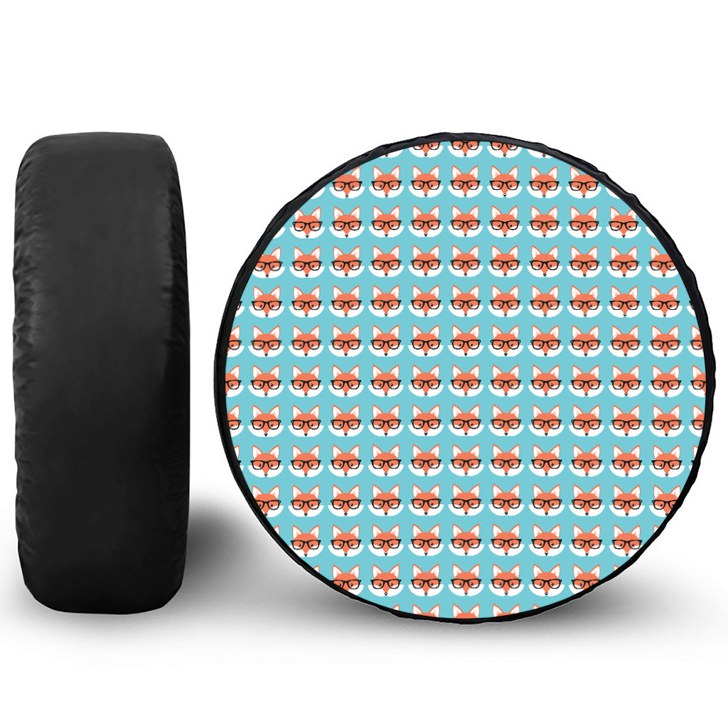 Fox With Glasses Pattern Print Tire Cover