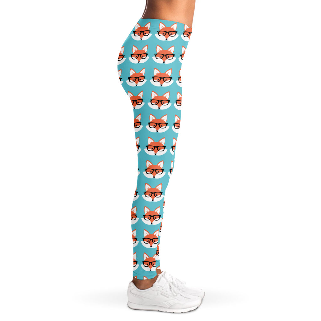 Fox With Glasses Pattern Print Women's Leggings