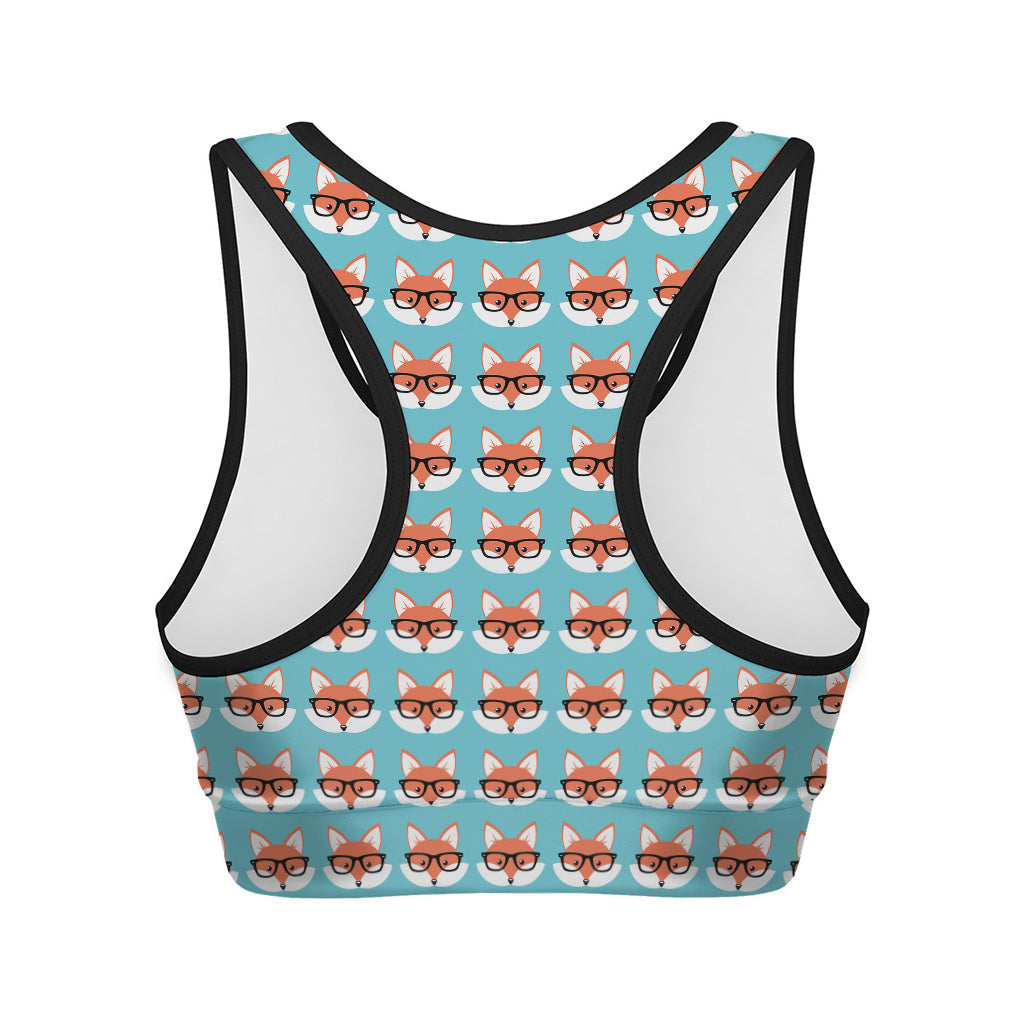 Fox With Glasses Pattern Print Women's Sports Bra