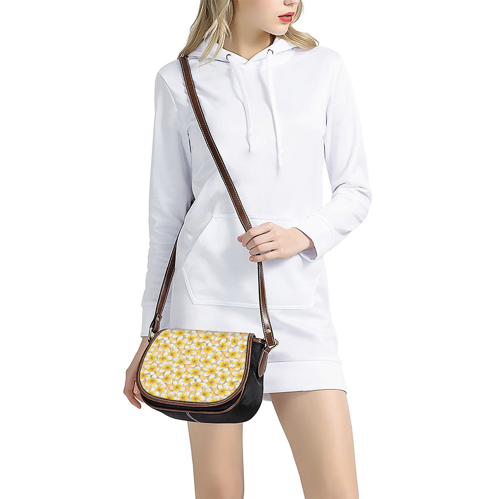 Frangipani Flower Pattern Print Saddle Bag
