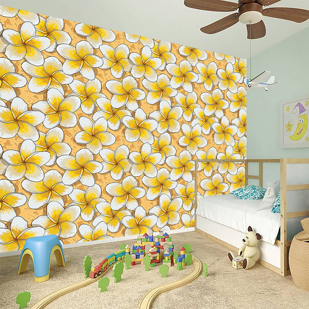 Frangipani Flower Pattern Print Wall Sticker