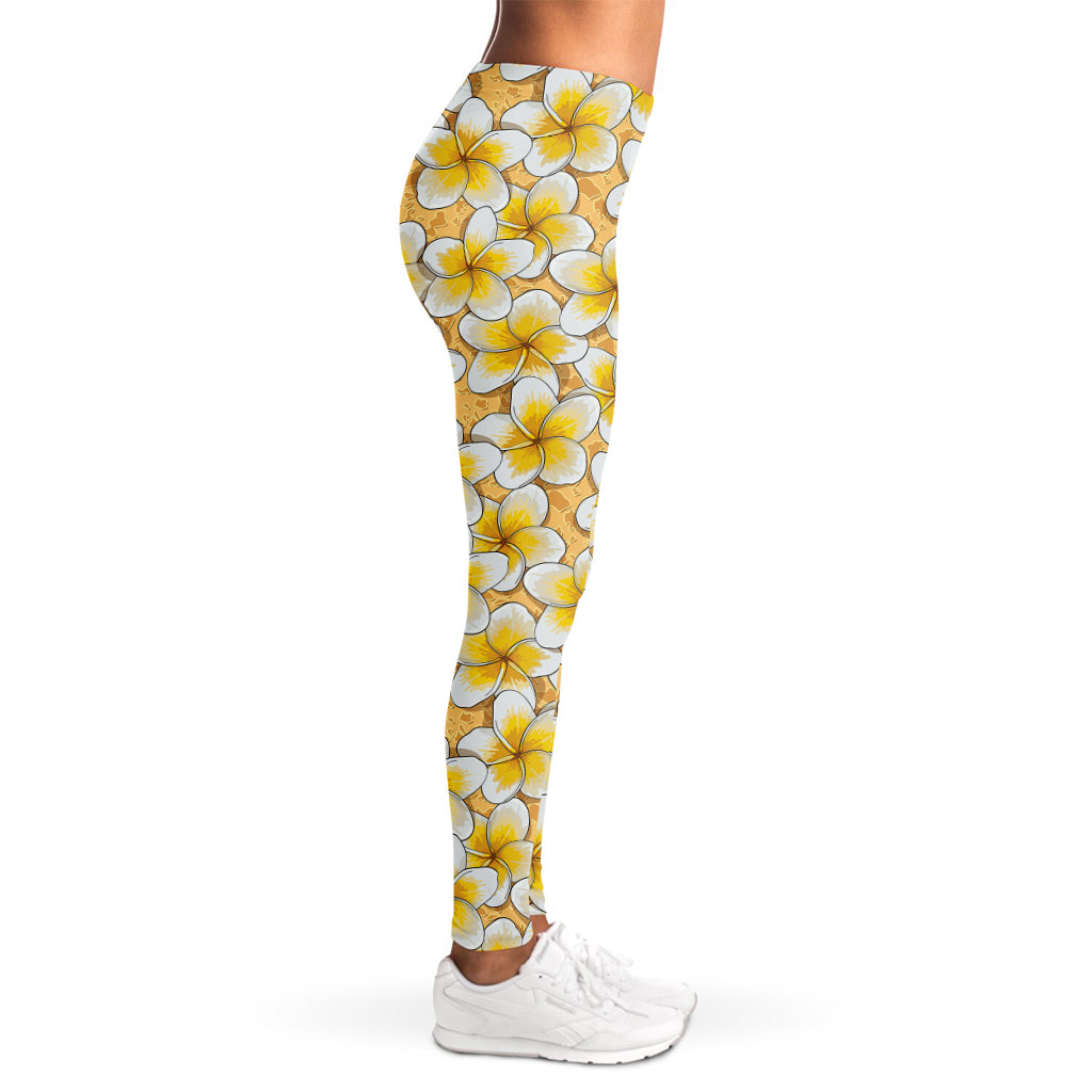 Frangipani Flower Pattern Print Women's Leggings