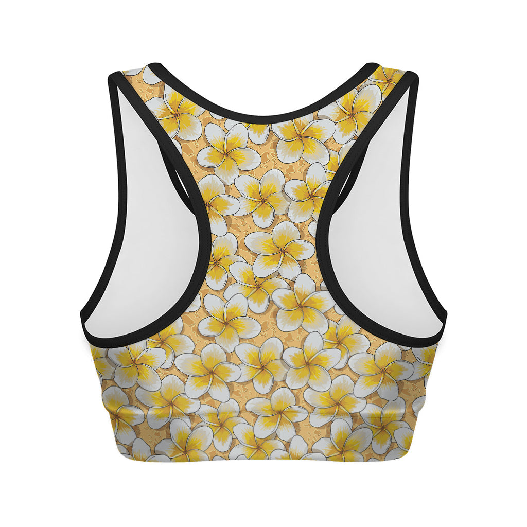 Frangipani Flower Pattern Print Women's Sports Bra