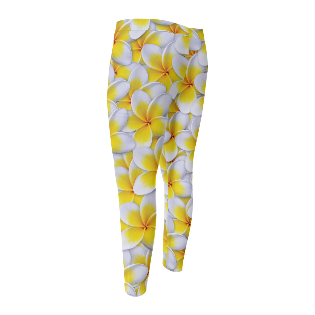 Frangipani Flower Print Men's Compression Pants