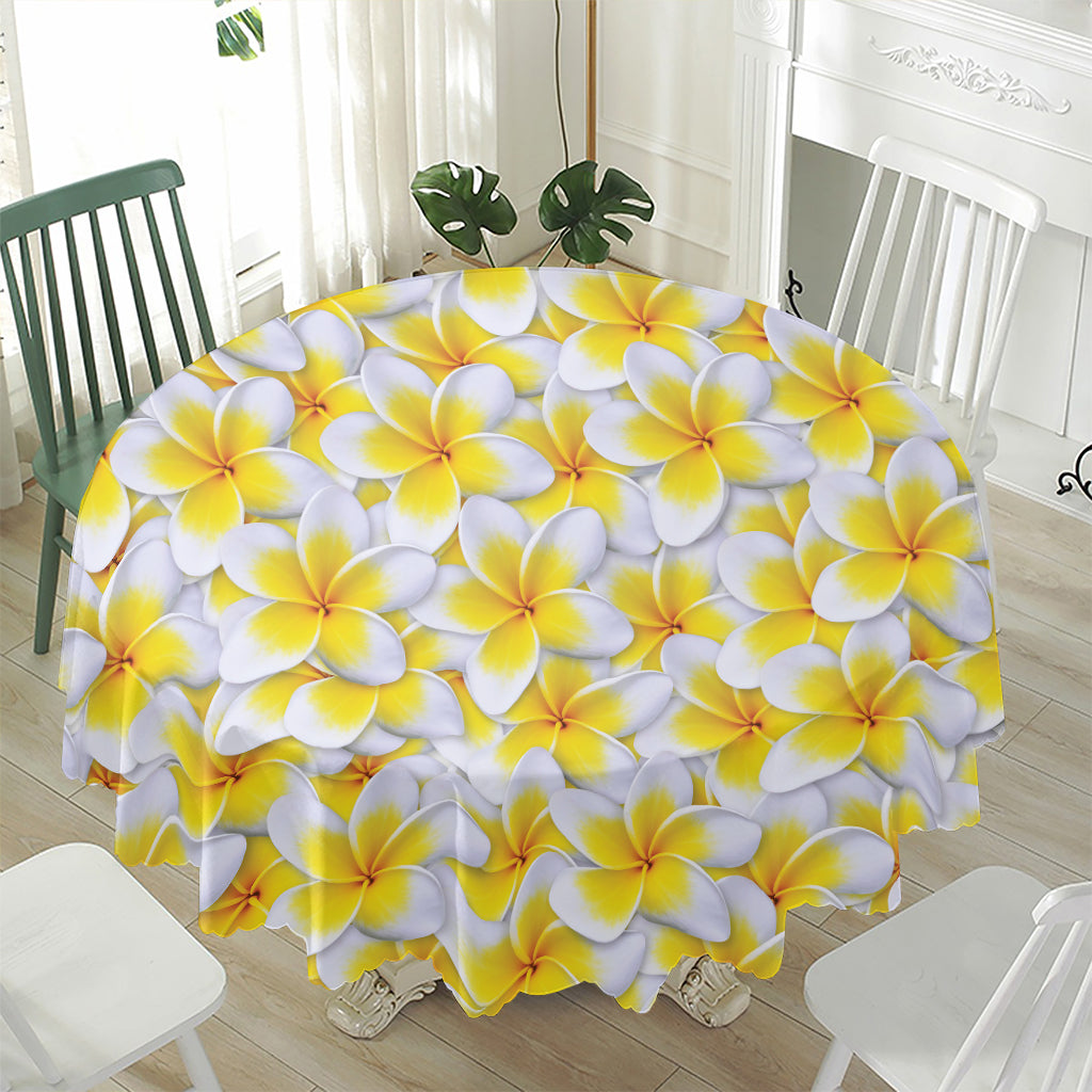 Frangipani Flower Print Waterproof Round Tablecloth