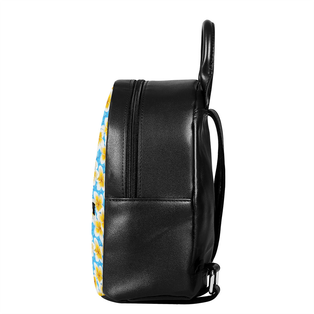 Frangipani On The Water Pattern Print Leather Backpack