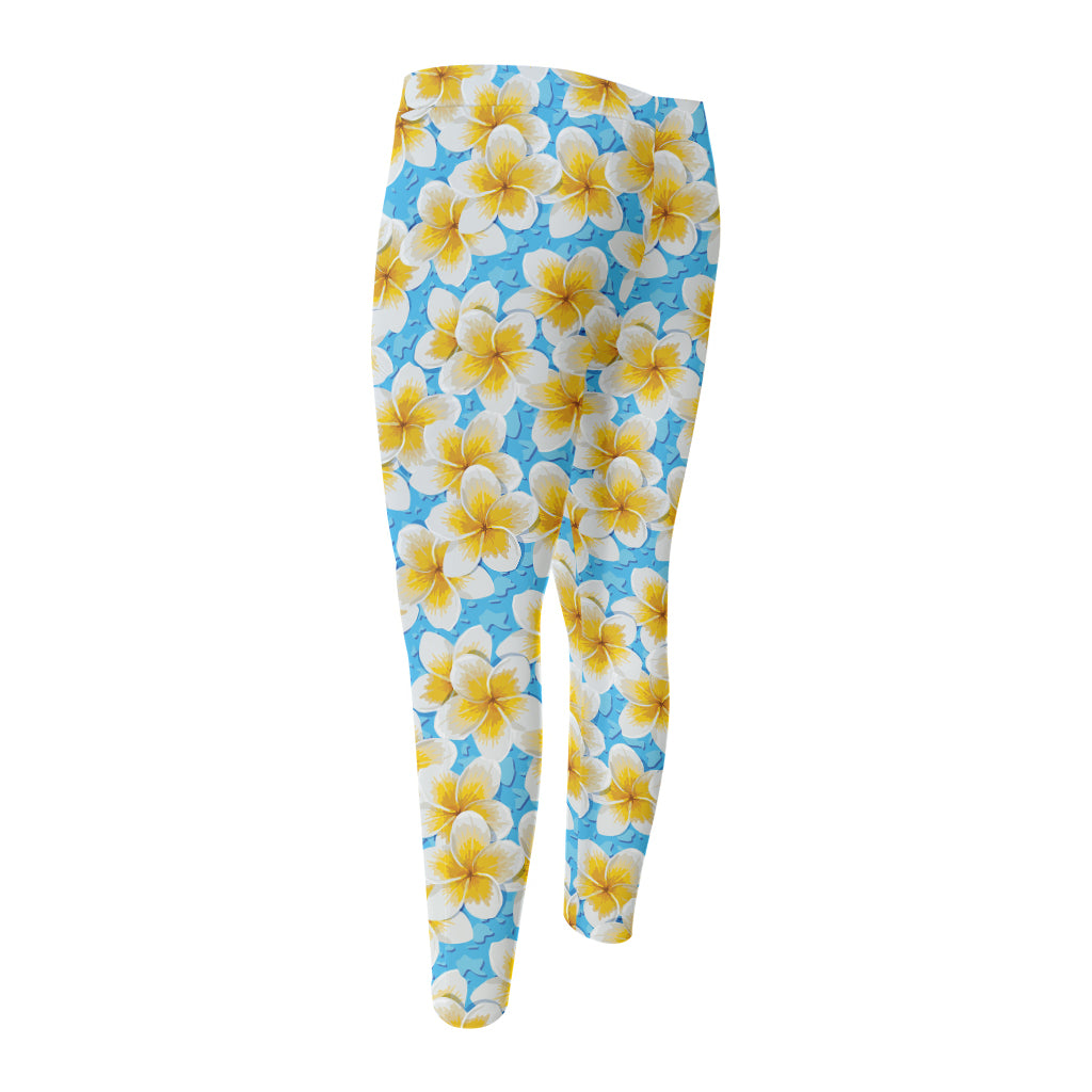 Frangipani On The Water Pattern Print Men's Compression Pants