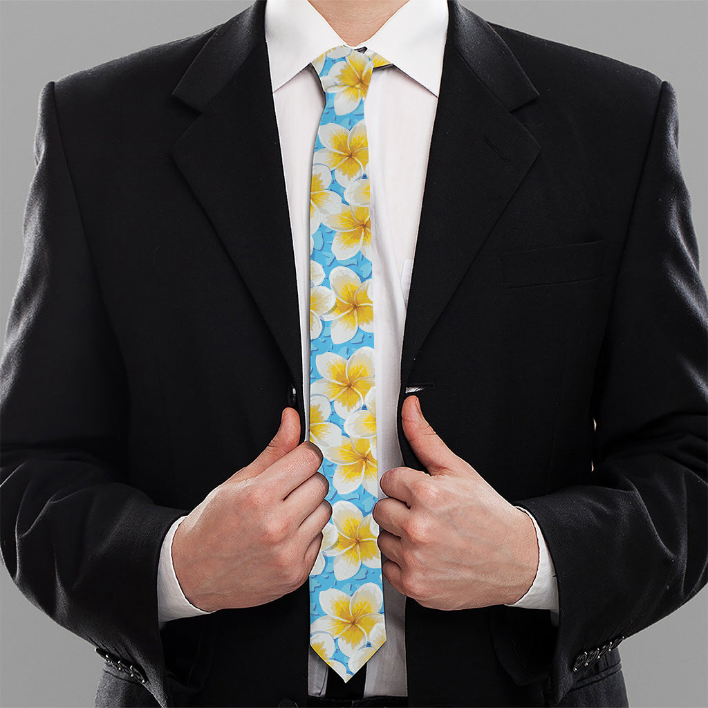 Frangipani On The Water Pattern Print Necktie
