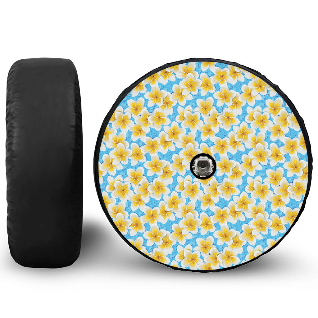 Frangipani On The Water Pattern Print Tire Cover With Camera Hole