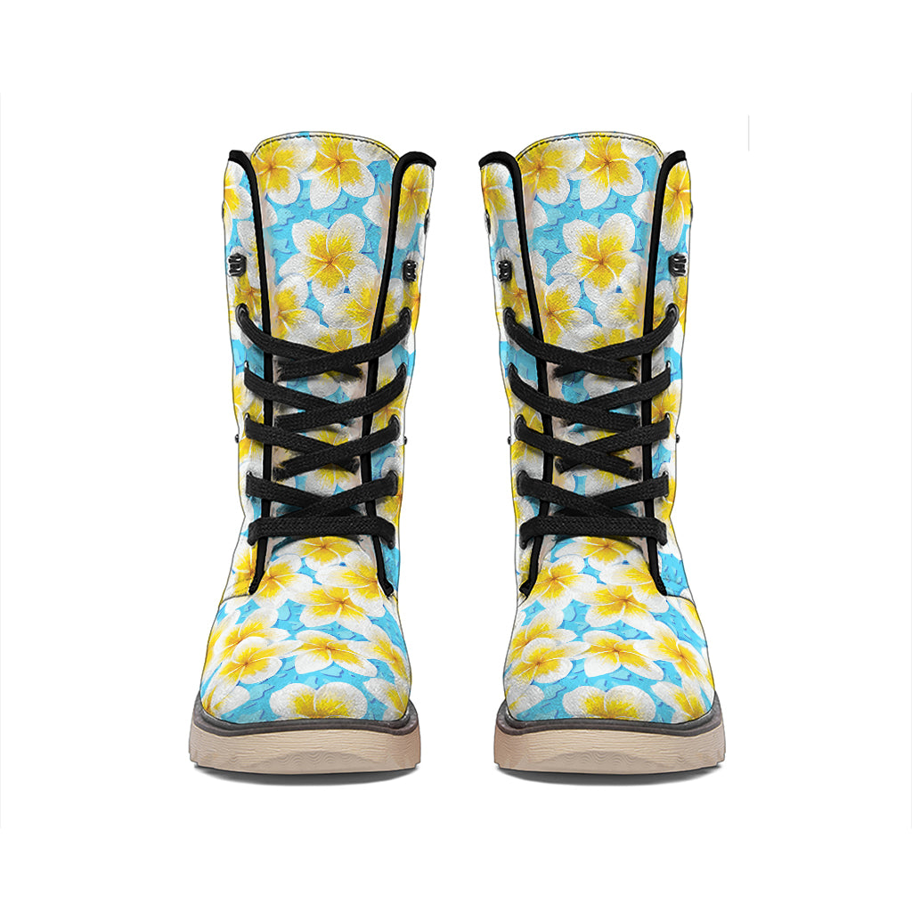 Frangipani On The Water Pattern Print Winter Boots