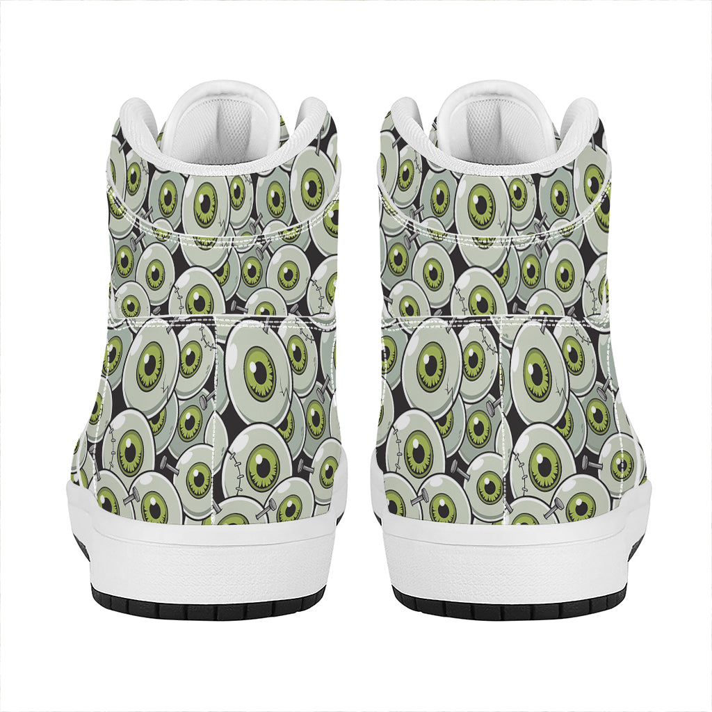 Frankenstein Eyeball Pattern Print High Top Leather Sneakers