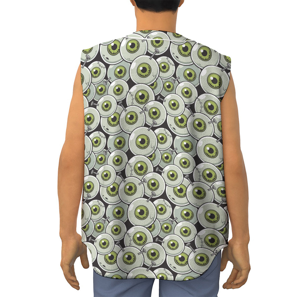Frankenstein Eyeball Pattern Print Sleeveless Baseball Jersey