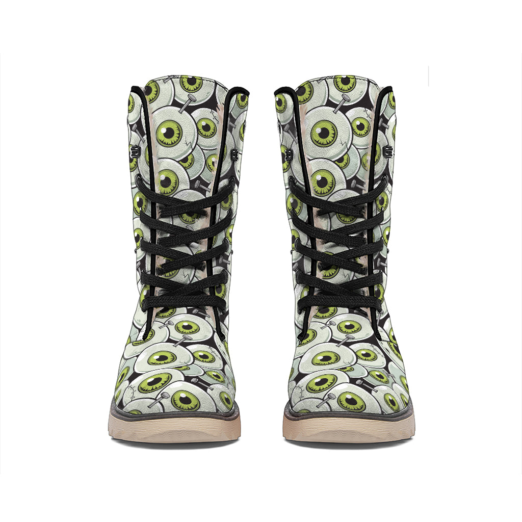 Frankenstein Eyeball Pattern Print Winter Boots