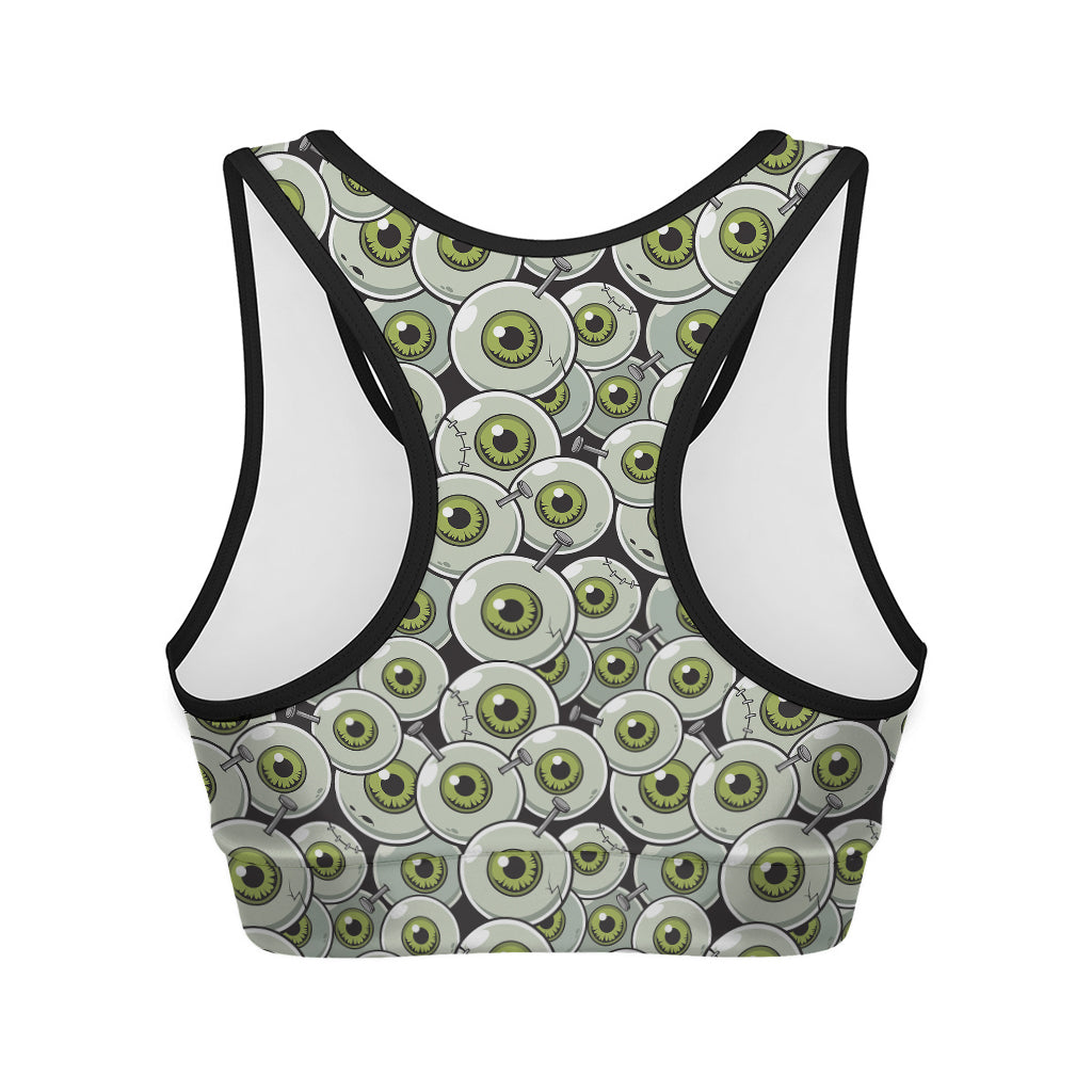 Frankenstein Eyeball Pattern Print Women's Sports Bra