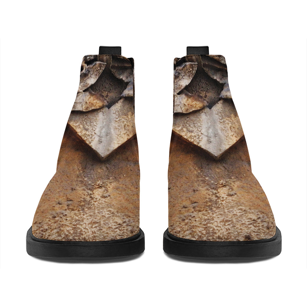Freemasonry Emblem Print Flat Ankle Boots