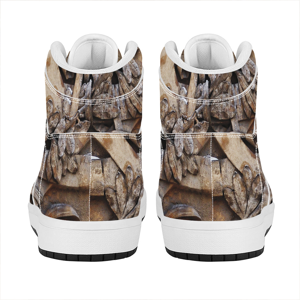 Freemasonry Emblem Print High Top Leather Sneakers