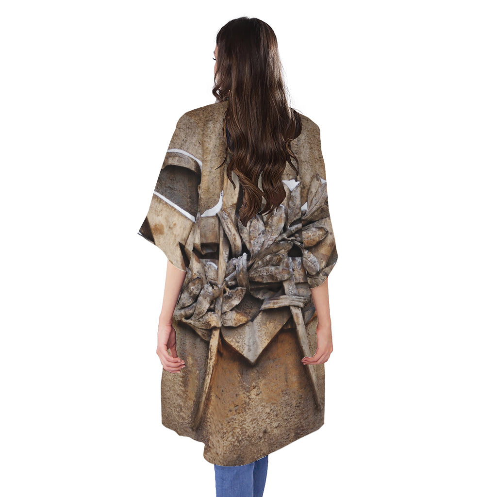 Freemasonry Emblem Print Open Front Beach Cover Up