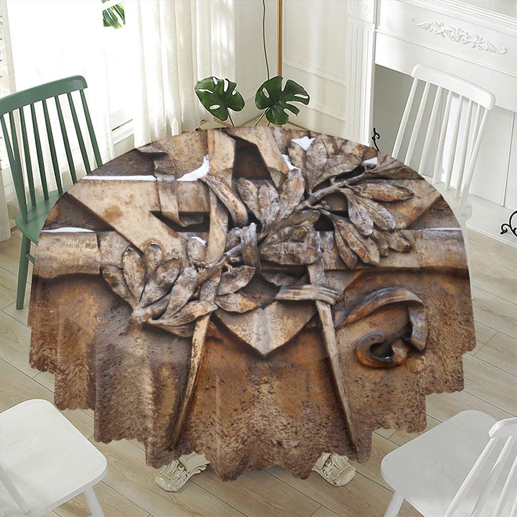 Freemasonry Emblem Print Waterproof Round Tablecloth