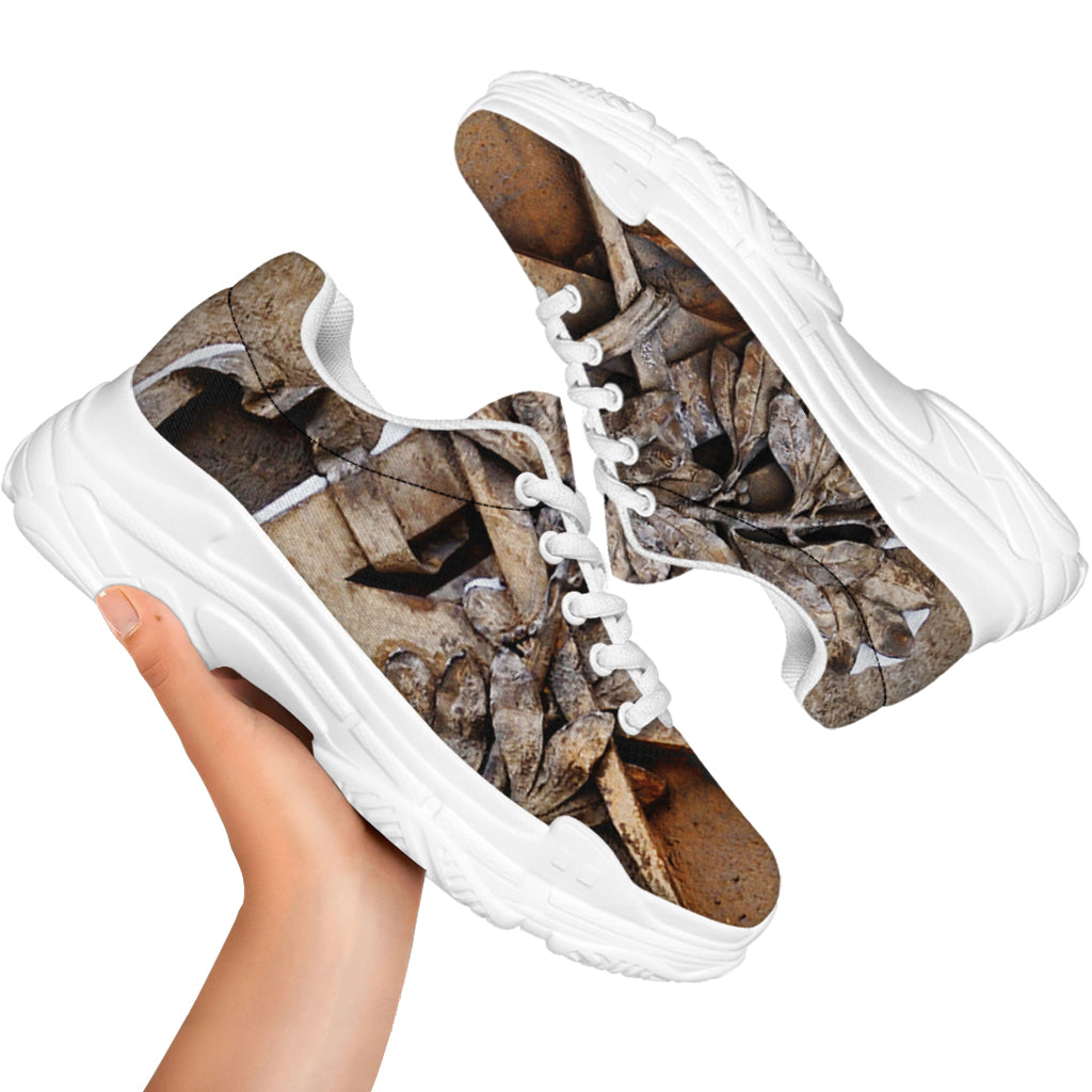 Freemasonry Emblem Print White Chunky Shoes