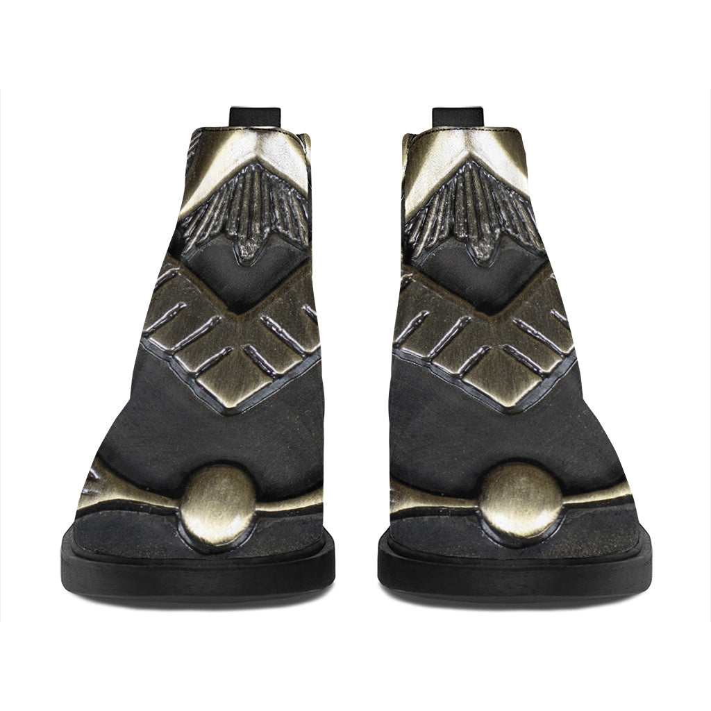 Freemasonry Medal Print Flat Ankle Boots