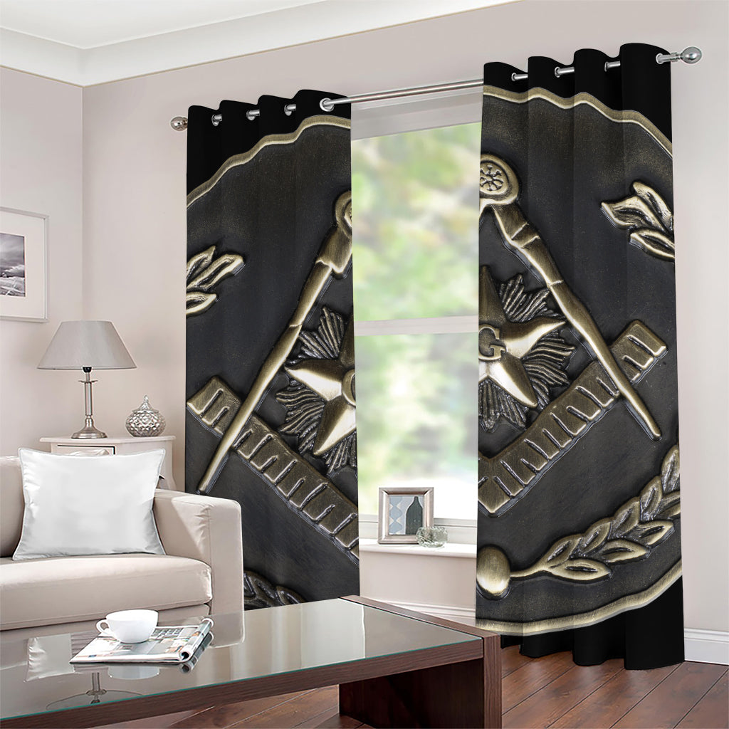 Freemasonry Medal Print Grommet Curtains