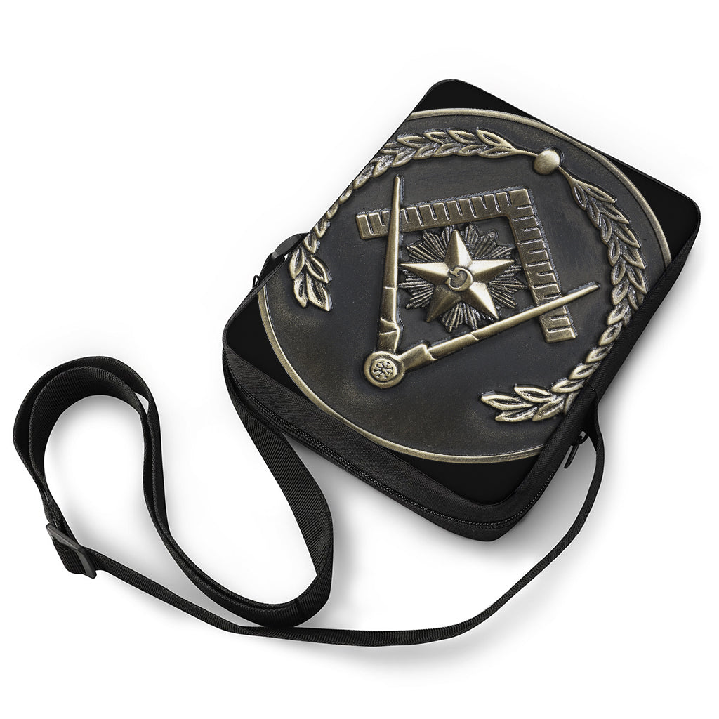 Freemasonry Medal Print Rectangular Crossbody Bag